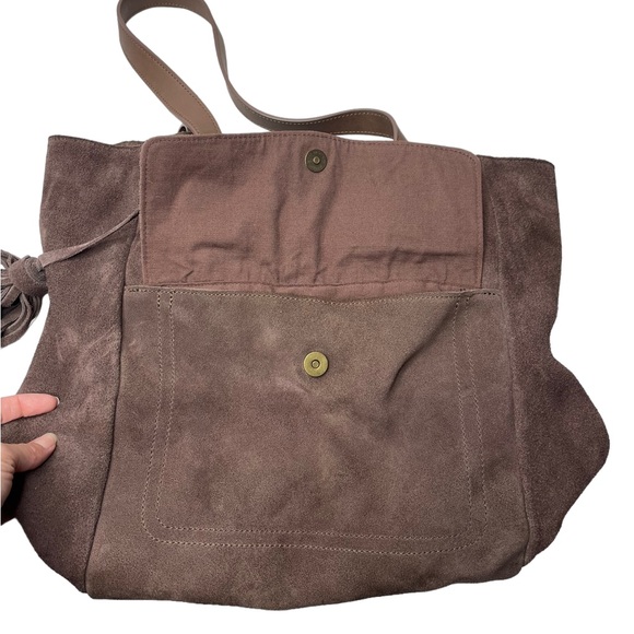 M.I.L.A. | Chocolate Brown Genuine Suede Leather Bohemian Slouchy Tote - Picture 5 of 9
